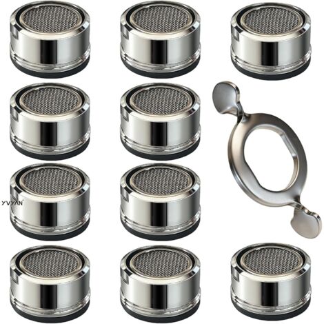 Mousseur Robinet M24-10 Pièces, Aerateur Robinet Economie Eau Avec Filtre en Acier Inoxydable et ABS, Économiseurs d'Eau Bubbler de Bain et Cuisine, Livré avec 10 Joints et 1 Clé pour Robinets (1/5)