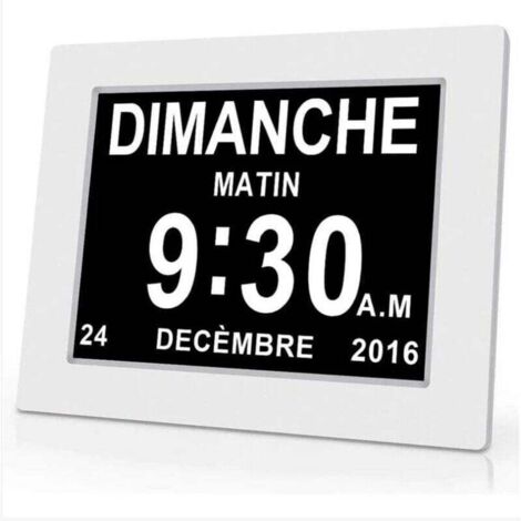 Horloge calendrier numérique One Piece 7 pouces avec date et heure, horloge Alzheimer pour parents, rappel de médicaments pour grands-parents et enfants - Blanc - 20414324mm (1/5)