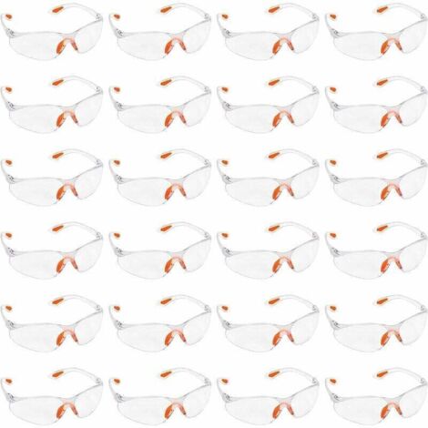 Lot de 24 Lunettes de Sécurité Transparentes - Lunettes de Protection avec Verres en Plastique, Pont-de-Nez et Embouts de Branches en Caoutchouc pour Plus de Confort - Lunette Transparente P (1/5)