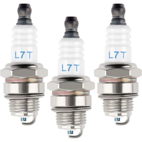 3 Pièces Bougies Allumage L7T, Bougie D'Allumage Borne Solide Remplacer Bm6A, Pour Moteur À Deux Temps, Tondeuse À Gazon Moteurs (1/5)