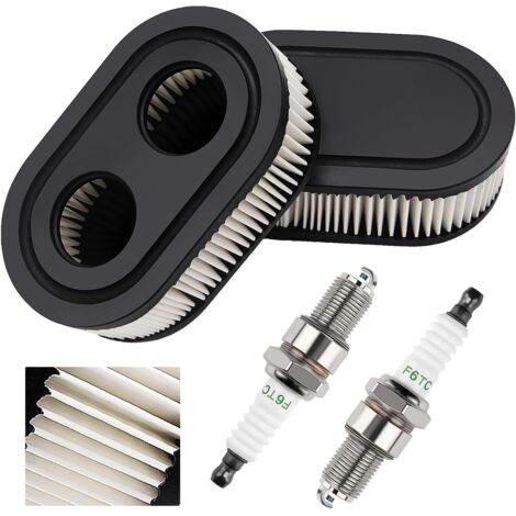 2 Pièces Filtre À Air Tondeuse À Gazon Et 2 Pièces Bougies D'Allumage, Compatibles Avec Briggs & Stratton 798452 593260 Moteur (1/5)