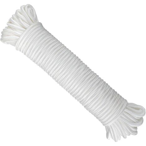 Paracorde 6mm Blanc, 30M Corde en Nylon épaisseur pour Bateau Gonflable, Linge, d'auvent, Corde pour Attacher Le Jardin, Projets d'artisanat, Camping en Plein Air (1/5)