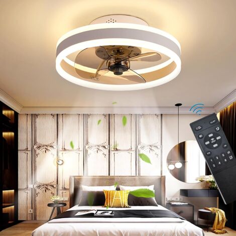 Reversible Plafonnier Ventilateur Silencieux Telecommande 6 Vitesses Chambre Ventilateur de Plafond avec Lumiere Moderne Salon 24W Dimmable LED Ventilateur de Plafond, Blanc 40CM (1/5)