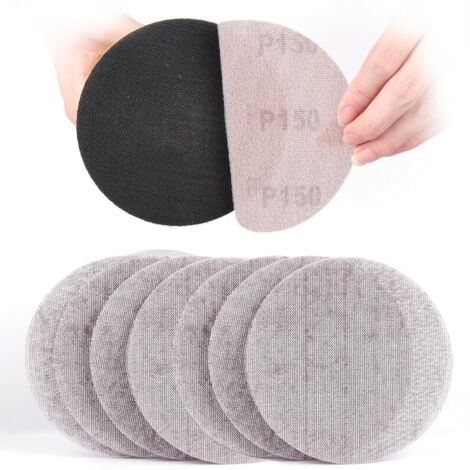 Treillis Feuilles Abrasive 125mm, 50 Pièces Papier a Poncer 150 Grains Abrasives Papier pour Ponceuse Vibrante Polir et Enlever La Rouille (1/5)