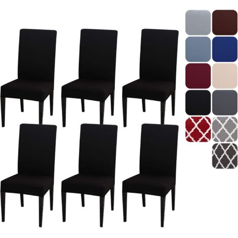 Housse de Chaise Extensible Lot de 6, Couverture Protecteur de Chaise Salle a Manger Universel Amovible Lavable Moderne Durable pour Maison Hotel Restaurant Fete Banquet Cuisine Decoration,noir (1/5)