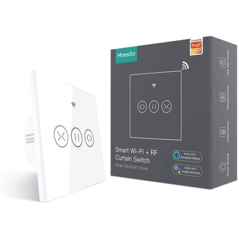 WiFi Interrupteur Volets Roulants Connecté, RF433 Ouverture Réglable Sans Fil Commutateur Intelligent Mural Pour Rideau Stores Compatible avec les applis Smart Life Tuya, Alexa et Google Home (1/5)