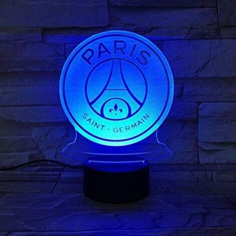 Veilleuse LED FC Paris Saint-Germain Football Club 3D Illusion Kids Football Logo PSG Lampe de Bureau