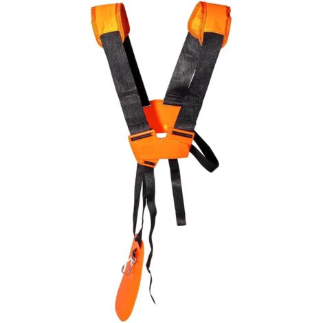Harnais Débroussailleuse, Bandoulière Double, Sangle d'épaule pour Tronçonneuse et Tondeuse à Gazon, Ceinture en Nylon Durable Réglable pour STIHL FS, Taille-Bordures Série Km, Orange (1/5)