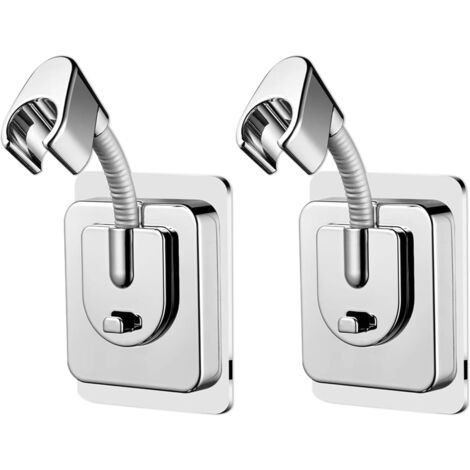 2 Pièces Support de Pommeau de Douche Sans Percage Réglable Support Pommeau de Douchette Autocollante Puissante Supports Douchette Montage Mural Supports Douche pour Salle de Bain (1/5)