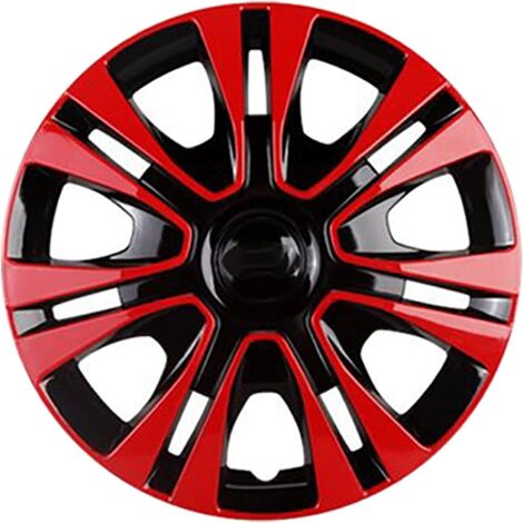 Couverture de Roue de Voiture. Accessoire de Voiture Couvre-Roues universels Enjoliveurs 15 Pouces Remplacement à Clipser (Black Red, 15 inches) (1/5)
