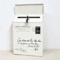 Boîte aux lettres verrouillable en fer Boîte aux lettres murale Vintage Letter Post Mailbox BLANC