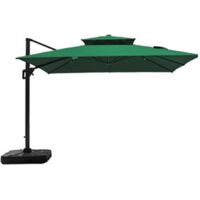 10ft Patio Umbrella Canopy Replacement Double Top Square Outdoor Market Umbrella Cover Garden Deck Backyard Pool Parasol Fabric Dark Green Canopy Only