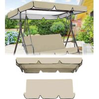 Waterproof Patio Swing Canopy Set Replacement Sunproof Cover for 3 Seater Swing with Cushion Cover Outdoor Swing Canopy Top Cover Set Waterproof and (Swing Not Included)