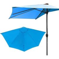 Umbrella Cloth Half Replacement Canopy, 9ft 5 Ribs Patio Cover, Waterproof for Pool Garden(Khaki)(Sky Blue)