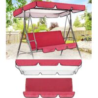 Waterproof Patio Swing Canopy Set Replacement Top Cover for 3 Seater Swing Sunproof and Cushion Cover Included Outdoor Swing Canopy Top Cover Set