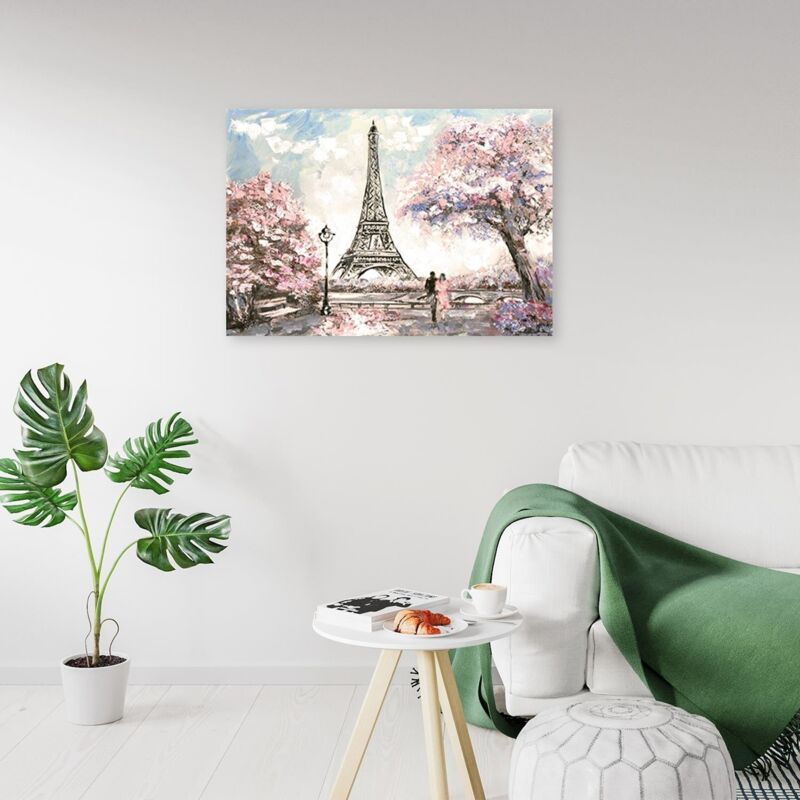 Tableau Sur Verre Trempé Tour Eiffel Paris - Image 70x100 Cm Jaune Moderne Tulup