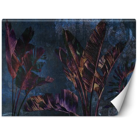Papier peint Feuilles de bananier Violet Bleu 200x140 (1/5)