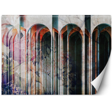 Papier peint 3D Arcs Colonnes Tunnel Fleurs 150x105 (1/5)