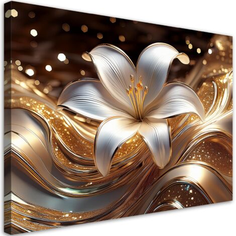 Tableau déco Fleur de lys or 60x40 (1/5)