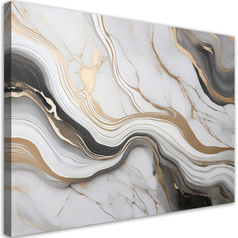 Tableau déco Marbre blanc avec abstraction dorée 90x60 (1/5)