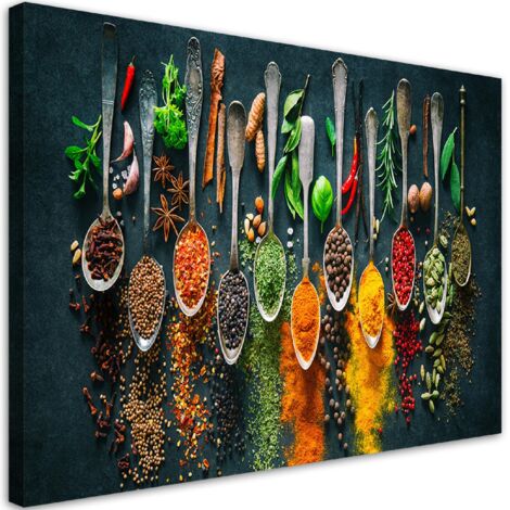 Image sur toile, Herbes, épices pour la cuisine - 60x40 (1/5)