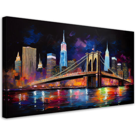 Tableau déco Ville abstraite Pont New York 100x50 (1/5)
