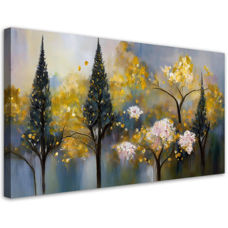 Tableau déco Arbres en fleurs abstrait or 80x40 (1/5)