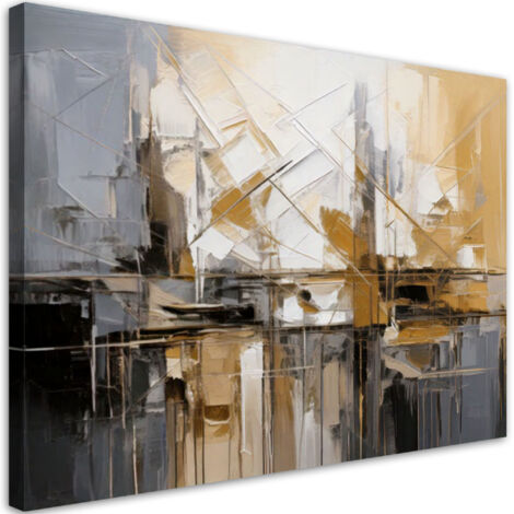 Tableau déco Abstraction dorée grise et beige 60x40 (1/5)