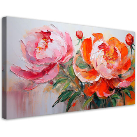 Tableau déco Fleurs de pivoines roses Orange 100x50 (1/5)