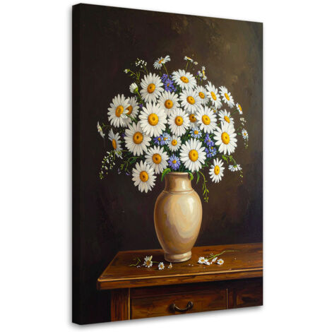 Tableau déco Marguerites bouquet de fleurs sauvages dans un vase 60x90 (1/4)