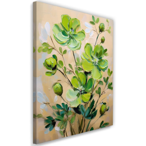 Tableau déco Fleur peinte verte 70x100 (1/5)