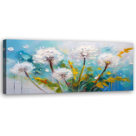 Tableau déco Pissenlit Plantes soufflantes Turquoise 90x30 (1/5)