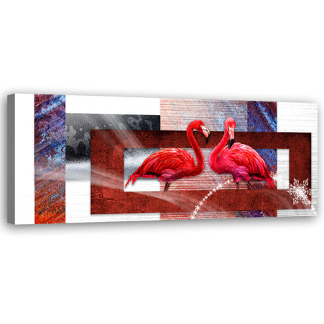 Tableau sur toile Deux flamants rouges 90x30 (1/5)