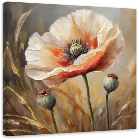 Tableau déco Coquelicots peints 50x50 (1/5)