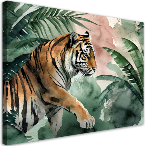 Tableau déco Jungle tropicale Tigre 100x70 (1/5)