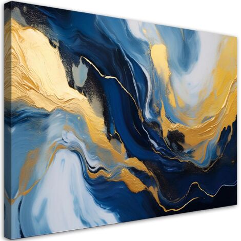Tableau déco Texture abstraite de marbre bleu or 100x70 (1/5)