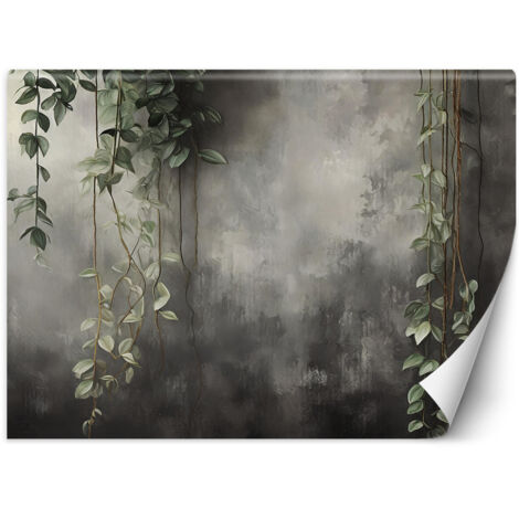 Papier peint Feuilles sur fond de béton 200x140 (1/5)