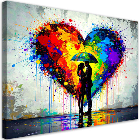 Tableau déco Couple amoureux Cœur Abstraction Street art 90x60 (1/4)