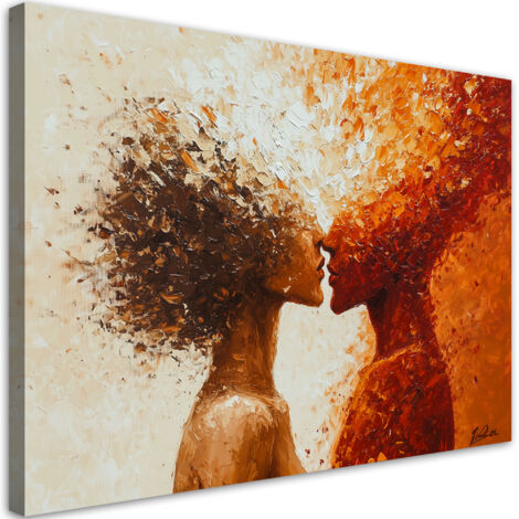 Tableau déco Couple nu Baiser abstrait 60x40