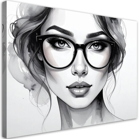 Tableau déco Portrait d'une femme avec des lunettes 100x70 (1/4)