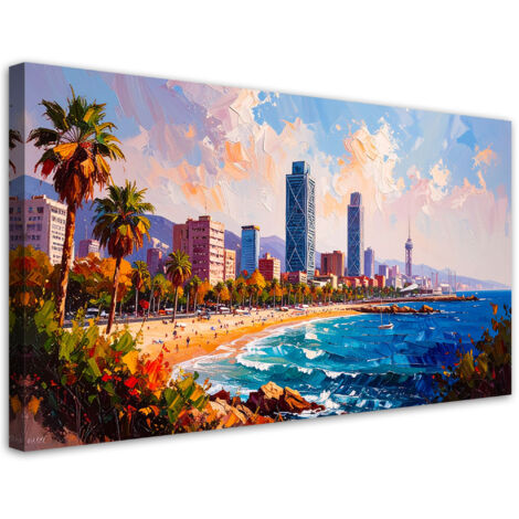 Tableau déco Plage Barcelone Espagne 80x40 (1/4)