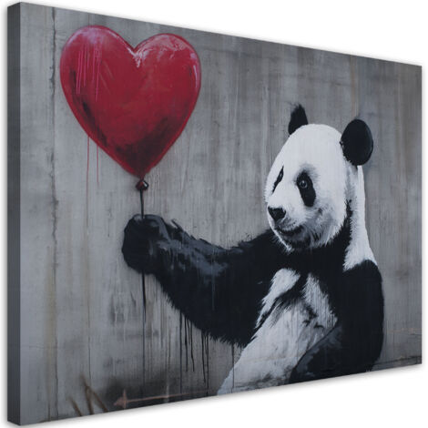 Tableau déco Panda avec ballon Banksy Street Art 100x70 (1/5)