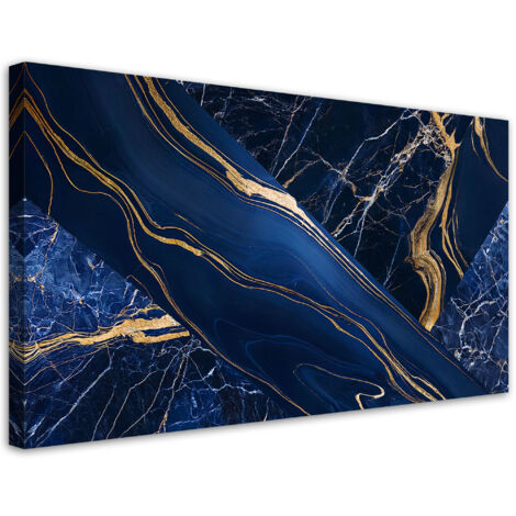 Tableau déco Abstraction de marbre bleu-or 100x50 (1/5)