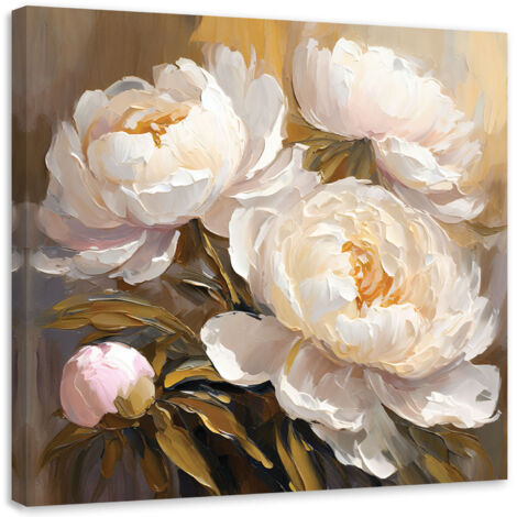 Tableau sur toile Tableau sur toile Pivoines murales peintes à la main 40x40 (1/5)