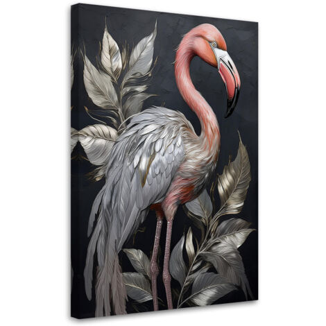 Tableau déco Flamingo Birds Silver Animals 70x100 (1/5)