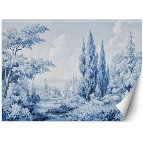 Papier peint Paysage Forêt Arbres Nature Bleu 100x70 (1/5)