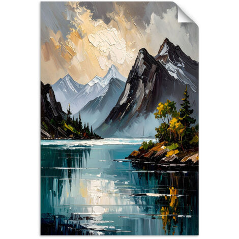 Poster autocollant Paysage Lac Montagnes Nature 40x60 (1/3)