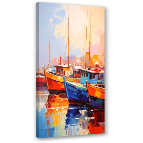Tableau déco Bateaux colorés dans le port 40x80 (1/4)