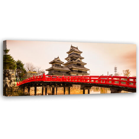 Tableau sur toile Pont japonais et château de Matsumoto 90x30 (1/5)
