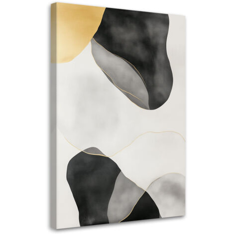 Tableau déco Abstraction en taches Or Gris Noir 70x100 (1/4)